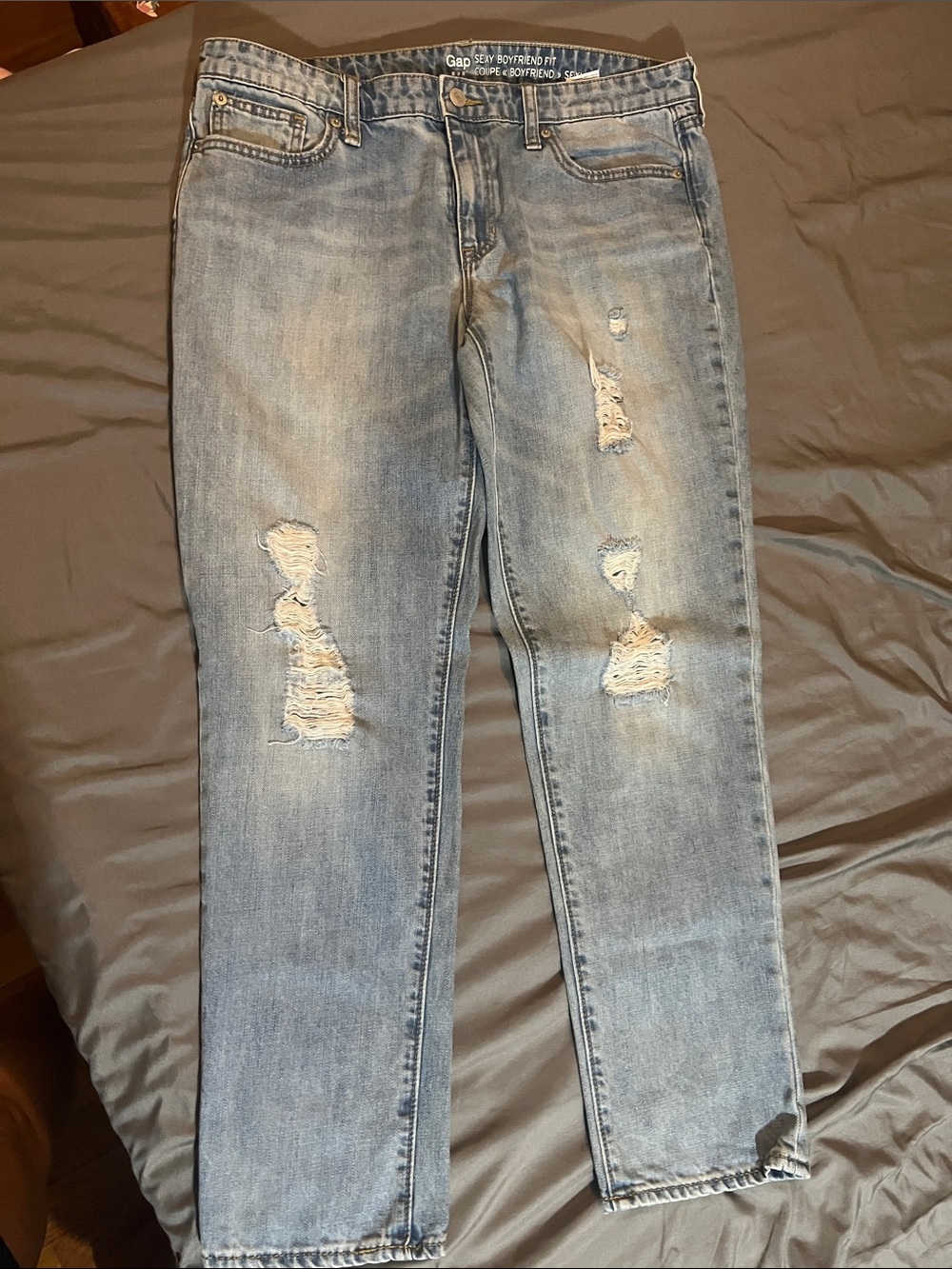 GAP Light Wash Distressed Boyfriend Jeans